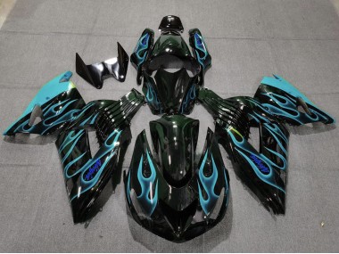 06-11 Hellblau Flamme ZX14R Motorrad Verkleidung