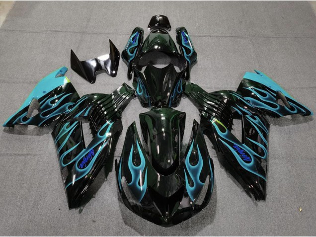 06-11 Hellblau Flamme ZX14R Motorrad Verkleidung 06-11 Hellblau Flamme ZX14R Motorrad Verkleidung