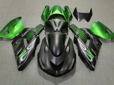 06-11 Matt Schwarz & Grün ZX14R Motorrad Verkleidung