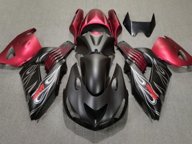 06-11 Matt Schwarz & Rot ZX14R Motorrad Verkleidung