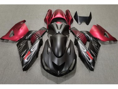 06-11 Matt Schwarz & Rot ZX14R Motorrad Verkleidung