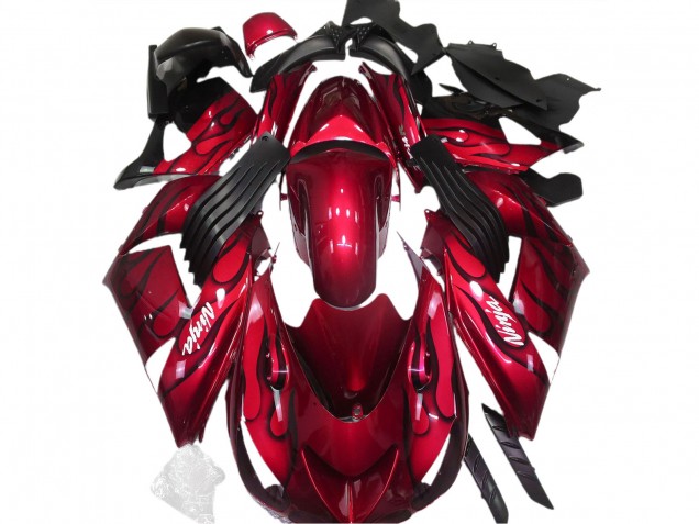 06-11 Rot Glänzend & Flamme ZX14R Motorrad Verkleidung 06-11 Rot Glänzend & Flamme ZX14R Motorrad Verkleidung