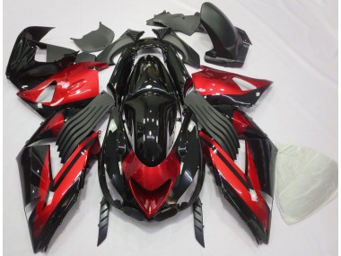 06-11 Rot & Schwarz Glänzend Schlicht ZX14R Motorrad Verkleidung