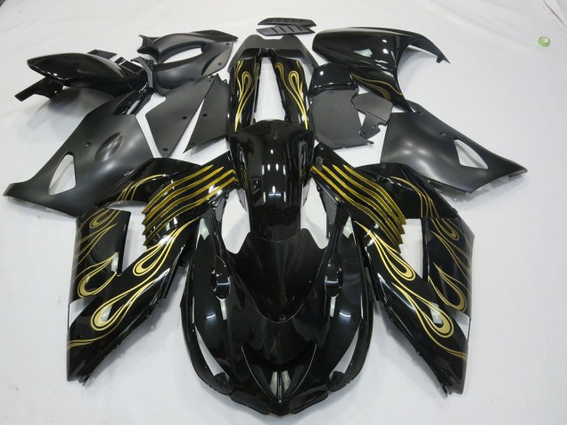 06-11 Schwarz Gold & Weiß ZX14R Motorrad Verkleidung 06-11 Schwarz Gold & Weiß ZX14R Motorrad Verkleidung
