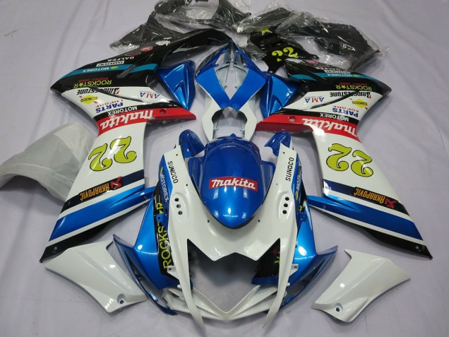 07-08 22 Weiß & Blau GSXR 1000 Motorrad Verkleidung 07-08 22 Weiß & Blau GSXR 1000 Motorrad Verkleidung