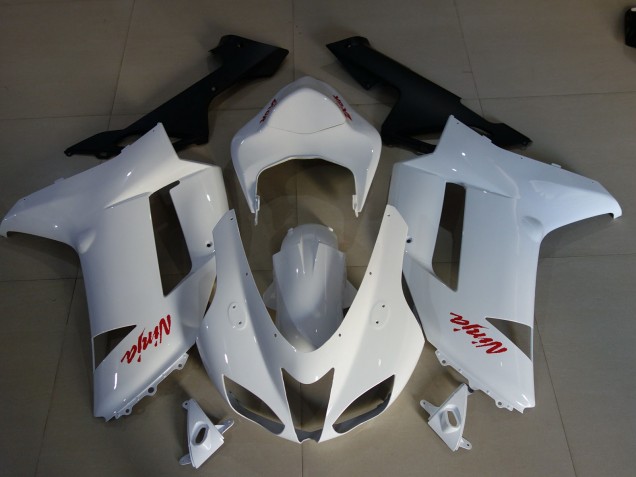 07-08 Glänzend Weiß & Rot Logos ZX6R Motorrad Verkleidung 07-08 Glänzend Weiß & Rot Logos ZX6R Motorrad Verkleidung