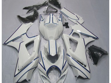 07-08 Glänzend Weißer Blauer Nadelstreifen GSXR 1000 Motorrad Verkleidung