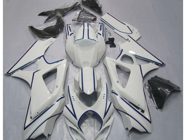 07-08 Glänzend Weißer Blauer Nadelstreifen GSXR 1000 Motorrad Verkleidung