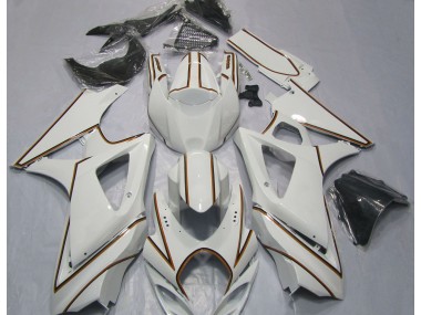 07-08 Glänzend Weißer Oranger Nadelstreifen GSXR 1000 Motorrad Verkleidung