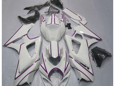 07-08 Glänzend Weißer Rosa Nadelstreifen GSXR 1000 Motorrad Verkleidung