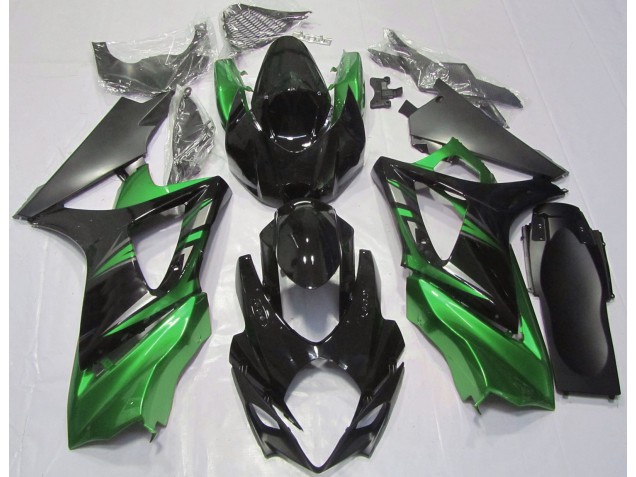 07-08 Glänzendes Schwarz & Grün GSXR 1000 Motorrad Verkleidung