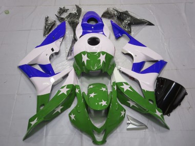 07-08 Grüne & Blaue Sterne & Streifen CBR600RR Motorrad Verkleidung