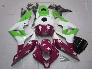 07-08 Grüne & Kastanienbraune Sterne & Streifen CBR600RR Motorrad Verkleidung