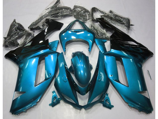 07-08 Hellblau & Schwarz Glänzend ZX6R Motorrad Verkleidung 07-08 Hellblau & Schwarz Glänzend ZX6R Motorrad Verkleidung