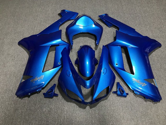 07-08 Logos In Glänzendem Blau & Chrom ZX6R Motorrad Verkleidung 07-08 Logos In Glänzendem Blau & Chrom ZX6R Motorrad Verkleidung