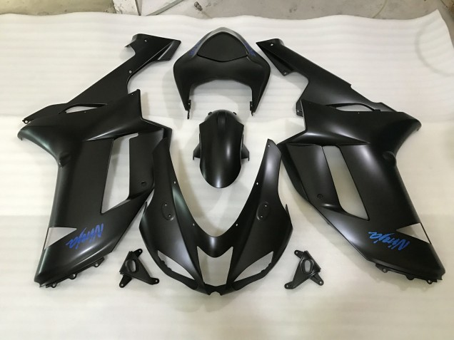 07-08 Matt Schwarzes & Blaues Logo ZX6R Motorrad Verkleidung