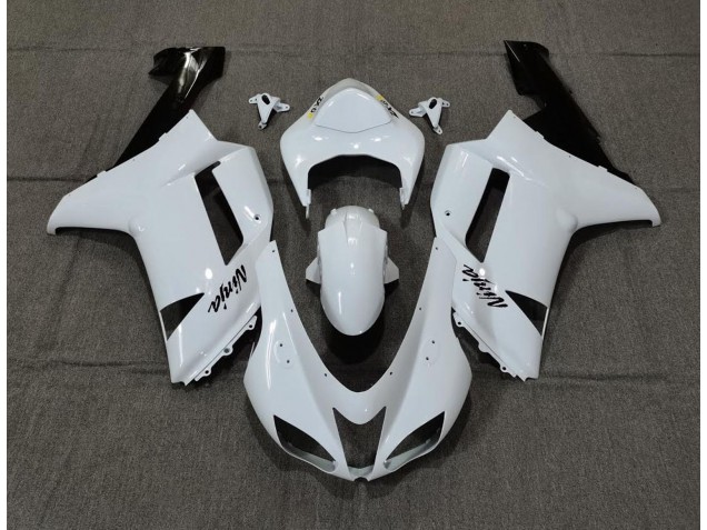 07-08 Schlichte Weißes Glanzdesign ZX6R Motorrad Verkleidung