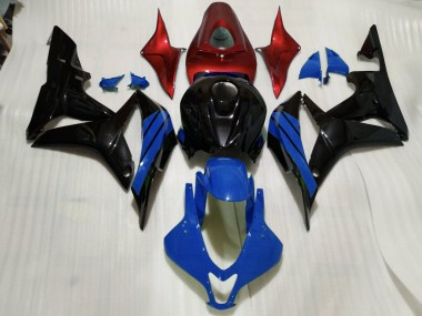 07-08 Schwarz Glänzend & Blaue & Rot Akzente CBR600RR Motorrad Verkleidung