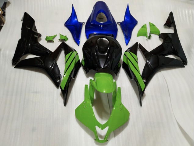 07-08 Schwarz Glänzend & Grüne & Blaue Akzente CBR600RR Motorrad Verkleidung