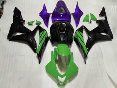 07-08 Schwarz Glänzend & Grüne & Violette Akzente CBR600RR Motorrad Verkleidung