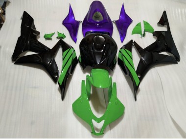 07-08 Schwarz Glänzend & Grüne & Violette Akzente CBR600RR Motorrad Verkleidung