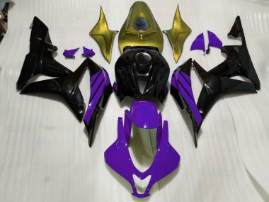07-08 Schwarz Glänzend & Lila Mit Goldenen Akzenten CBR600RR Motorrad Verkleidung