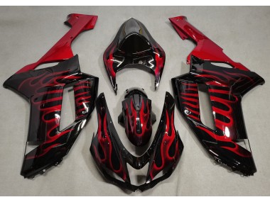 07-08 Schwarz Glänzend & Rot Flame ZX6R Motorrad Verkleidung