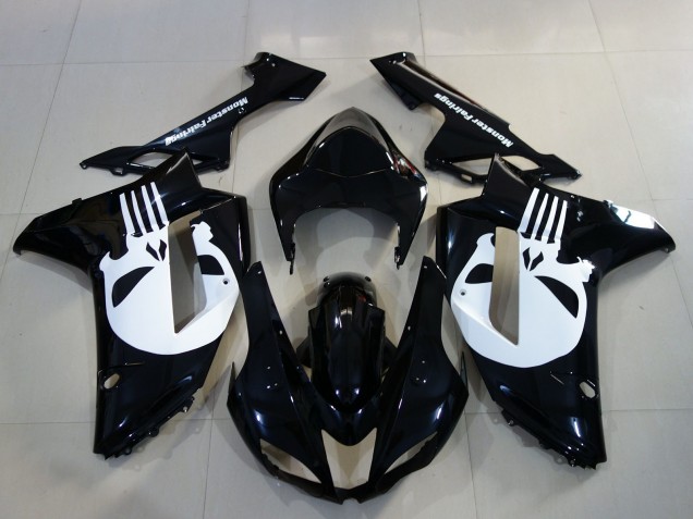 07-08 Schwarz Glänzend & Totenkopf ZX6R Motorrad Verkleidung 07-08 Schwarz Glänzend & Totenkopf ZX6R Motorrad Verkleidung