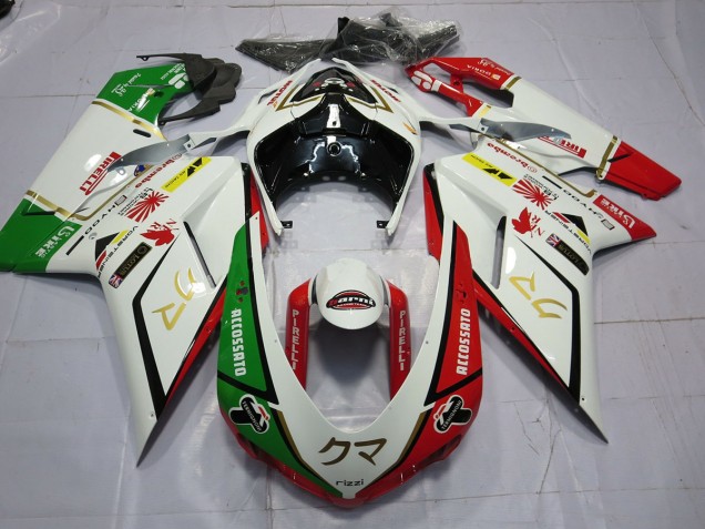 07-14 77 Weiß Rot Grün Ducati 848 1098 1198 Motorrad Verkleidung