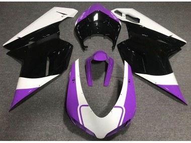 07-14 Glanz Lila Weiß & Schwarz Ducati 848 1098 1198 Motorrad Verkleidung