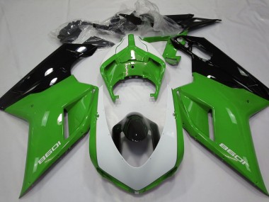 07-14 Glänzend Grün & Weiß Ducati 848 1098 1198 Motorrad Verkleidung