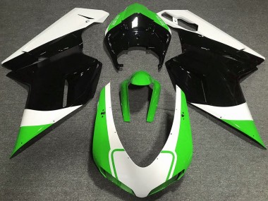07-14 Glänzend Grün Weiß & Schwarz Ducati 848 1098 1198 Motorrad Verkleidung