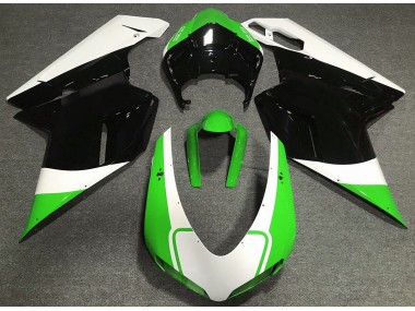 07-14 Glänzend Grün Weiß & Schwarz Ducati 848 1098 1198 Motorrad Verkleidung