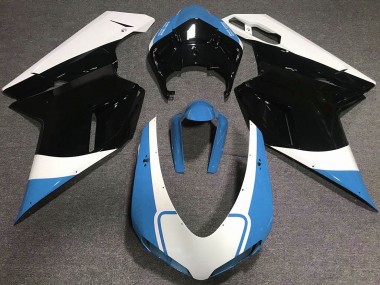 07-14 Glänzend Hellblau Weiß & Schwarz Ducati 848 1098 1198 Motorrad Verkleidung