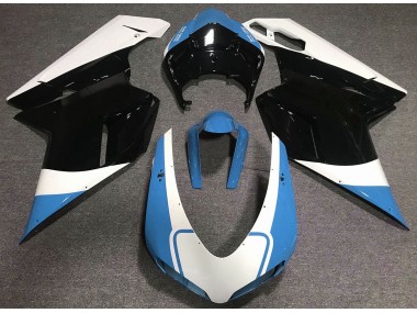07-14 Glänzend Hellblau Weiß & Schwarz Ducati 848 1098 1198 Motorrad Verkleidung
