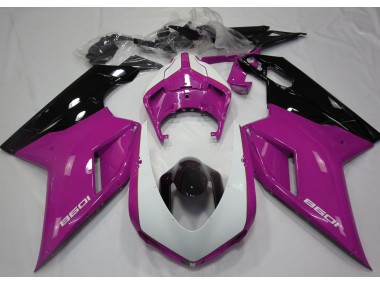 07-14 Glanzrosa & Weiß Ducati 848 1098 1198 Motorrad Verkleidung
