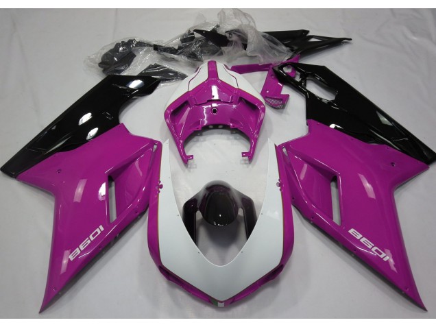 07-14 Glanzrosa & Weiß Ducati 848 1098 1198 Motorrad Verkleidung 07-14 Glanzrosa & Weiß Ducati 848 1098 1198 Motorrad Verkleidung