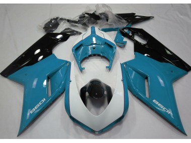 07-14 Hellblau & Glänzend Weiß Ducati 848 1098 1198 Motorrad Verkleidung