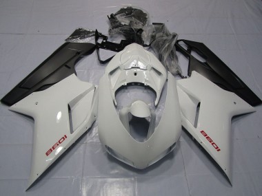 07-14 Rot Weiß & Matt Schwarz Ducati 848 1098 1198 Motorrad Verkleidung