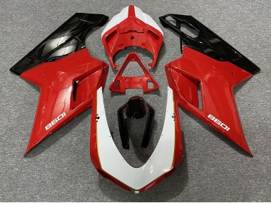 07-14 Schwarz Silber Ducati 848 1098 1198 Motorrad Verkleidung