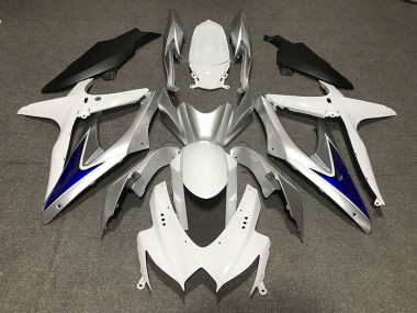 08-10 Glänzend Weiß Mit Silber & Blau Matt Schwarz Unten GSXR 600-750 Motorrad Verkleidung