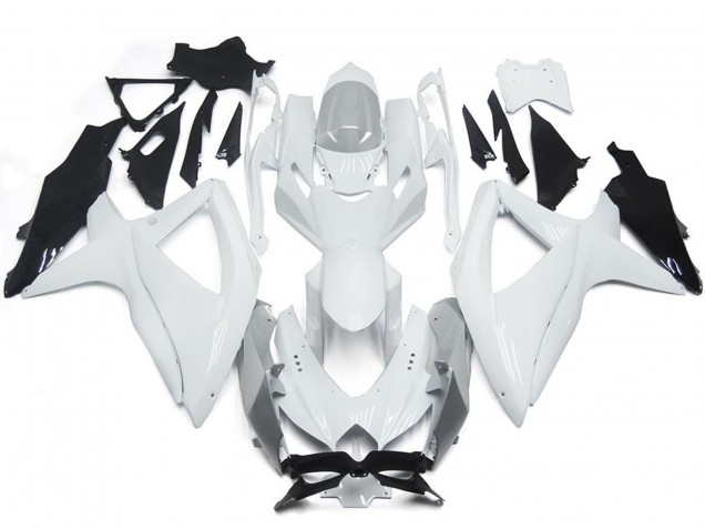 08-10 Glänzendes Glänzend Weiß Mit Silber GSXR 600-750 Motorrad Verkleidung