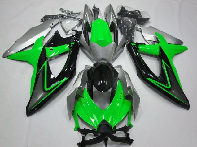 08-10 Grün & Silber GSXR 600-750 Motorrad Verkleidung 08-10 Grün & Silber GSXR 600-750 Motorrad Verkleidung