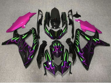 08-10 Lila & Grün Flamme GSXR 600-750 Motorrad Verkleidung
