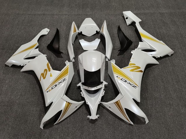 08-10 Perlweiß & Gold ZX10R Motorrad Verkleidung 08-10 Perlweiß & Gold ZX10R Motorrad Verkleidung