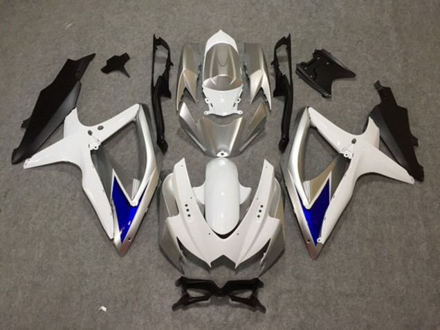 08-10 Silber Weiß Blau GSXR 600-750 Motorrad Verkleidung 08-10 Silber Weiß Blau GSXR 600-750 Motorrad Verkleidung