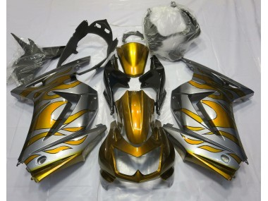 08-12 Gold & Silber Flamme Ninja 250 Motorrad Verkleidung
