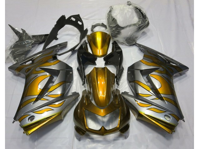08-12 Gold & Silber Flamme Ninja 250 Motorrad Verkleidung 08-12 Gold & Silber Flamme Ninja 250 Motorrad Verkleidung