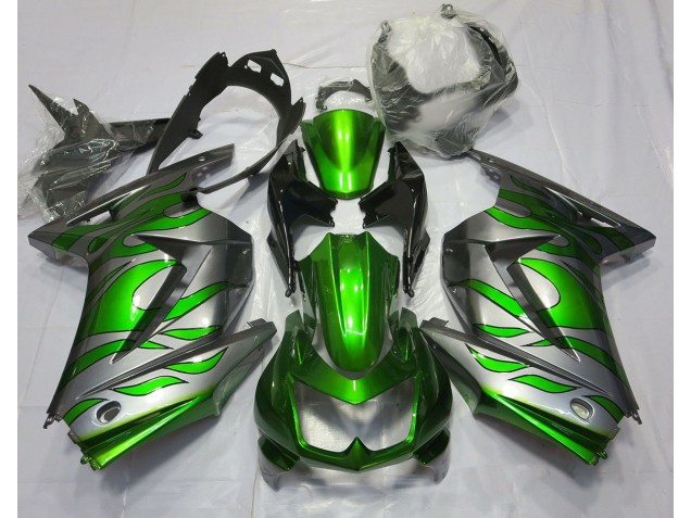 08-12 Grün & Silber Flamme Ninja 250 Motorrad Verkleidung 08-12 Grün & Silber Flamme Ninja 250 Motorrad Verkleidung