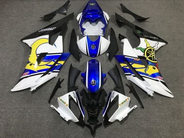 08-16 Weiß & Blau Custom R6 Motorrad Verkleidung